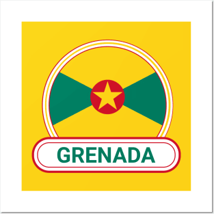 Grenada Country Badge - Grenada Flag Posters and Art